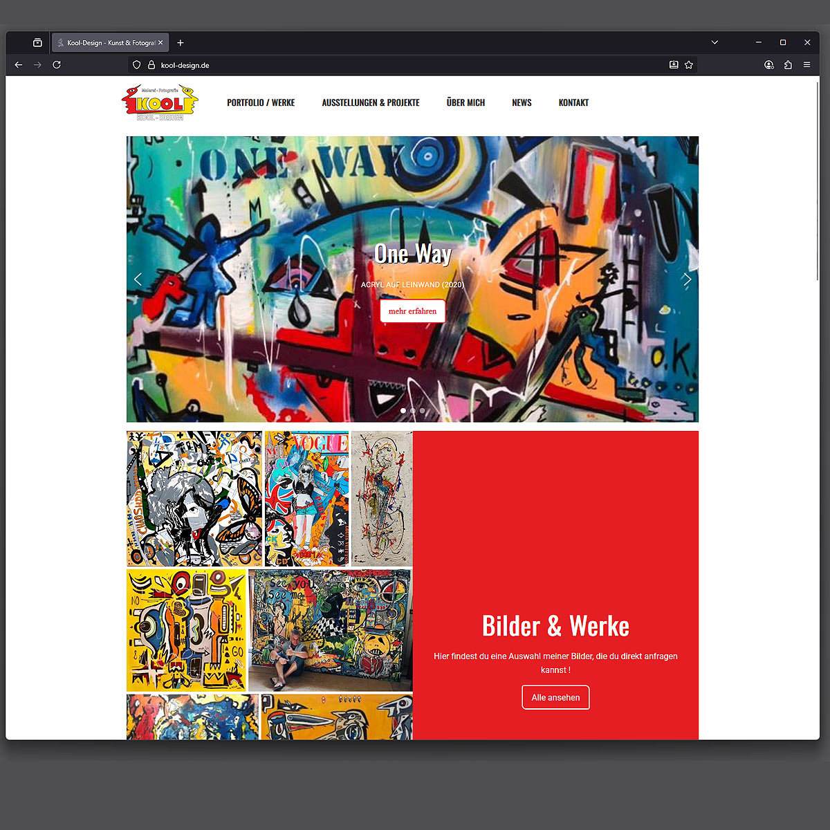 Künstler-Webseite mit moderner Galerie - Referenzprojekt